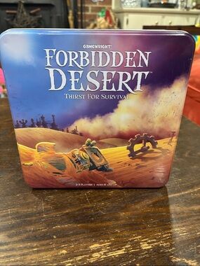🌈Gamewright Forbidden Desert Board Game - Purple & Orange Tin